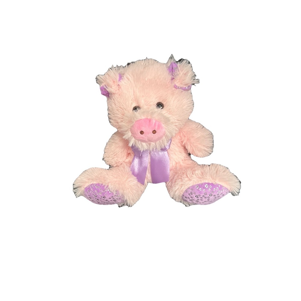Hug Fun Pig Pink 10" Big Feet Animal Plush,  Baby Infant Companion, Soft Cuddly